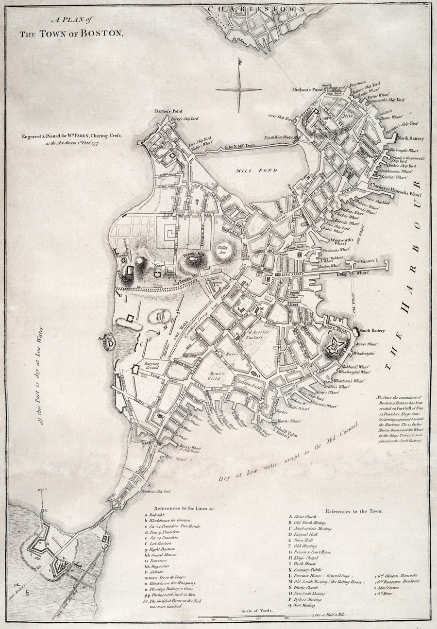 Map of Boston, before the American Revolution
